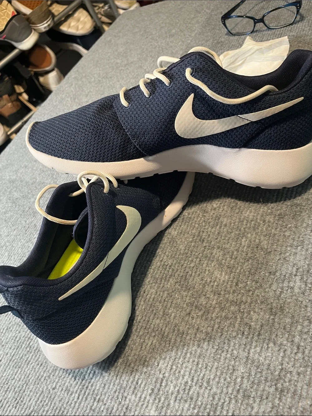 Nike Men's Navy Knit Sneakers with white Laces